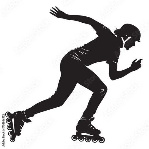 Black roller skating Silhouette Vector, High Quality Illustration on White Background