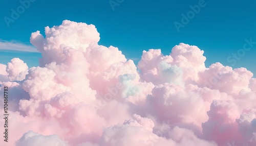 Fluffy pink and blue cotton candy cloudscape, whimsical landscape,  design,  colorful