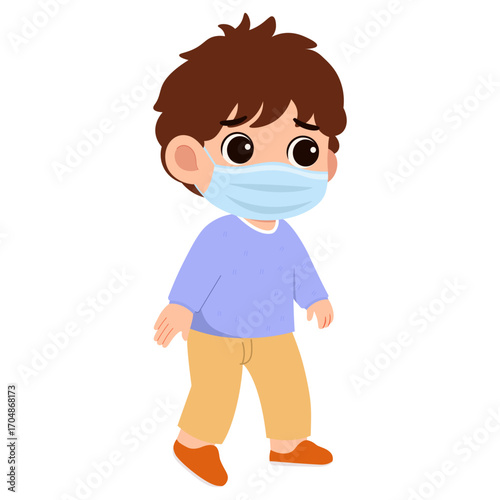 Cartoon Boy Wearing a Mask Illustration