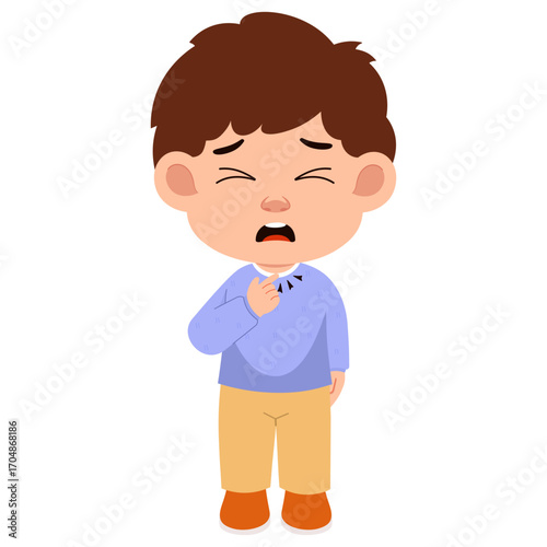 Illustration of Boy with Sore Throat