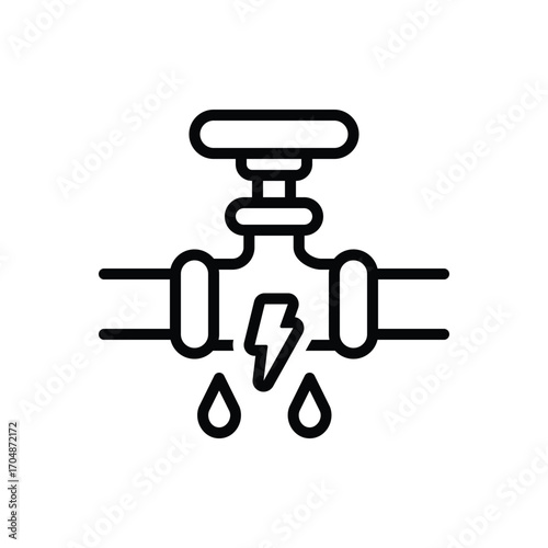 Black line icon for plumbing power