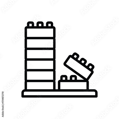 Black line icon for building blocks