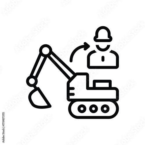 Black line icon for excavation expert