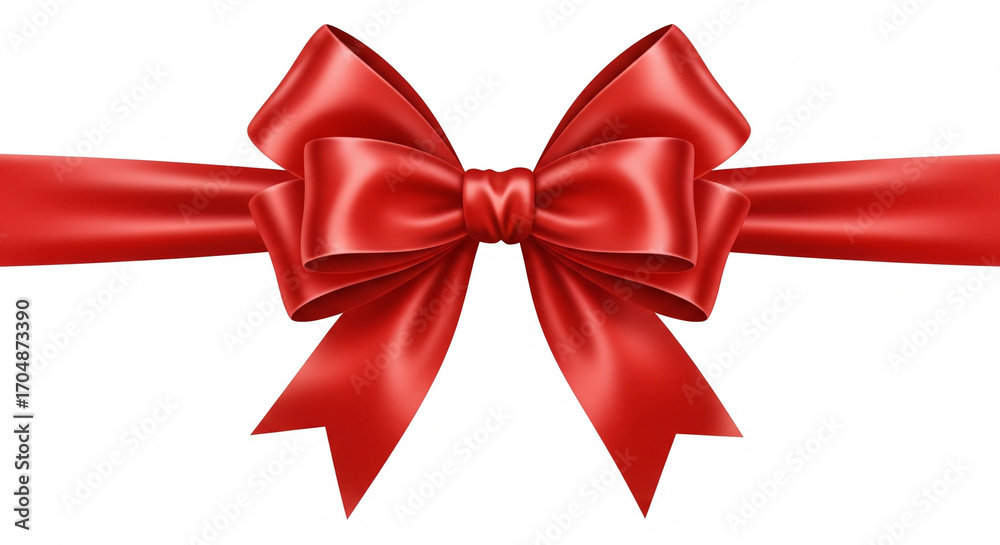 Fototapeta premium Red ribbon bow isolated on white background