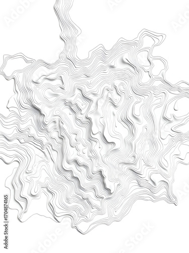 Abstract topo contour map on white background, Topographic map Topographic contour lines map seamless pattern. Geographic mountain relief diagram line wave carve pattern