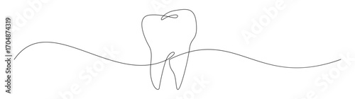 Single Line Art: Molar Tooth Illustration
