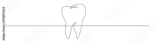 Tooth line drawing, single continuous line art