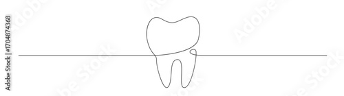 Tooth One Line Drawing, Dental Healthcare Concept