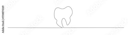 Continuous Line Drawing of Tooth, Dental Concept