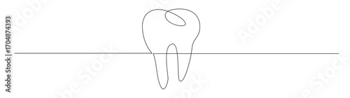 Tooth Line Art. Dental health concept