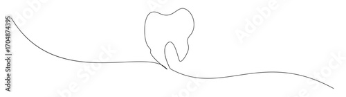 Tooth Line Art: Dental Health Symbol, White Background