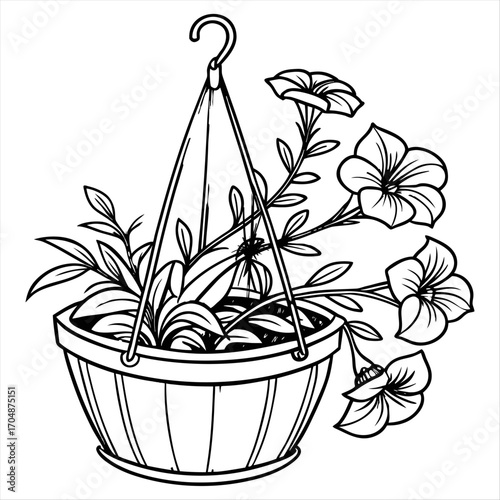 vector illustration of a flower tub