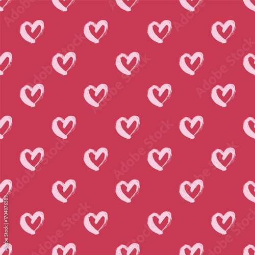 Seamless pattern with hand drawn heart doodle for decorative print, wrapping paper, greeting cards and fabric