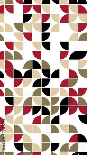 Abstract Geometric Pattern in Red, Black, Beige and White Colors