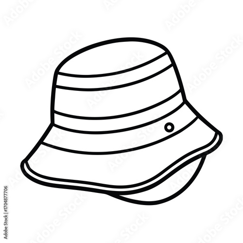 a line art drawing of a bucket hat on white background 