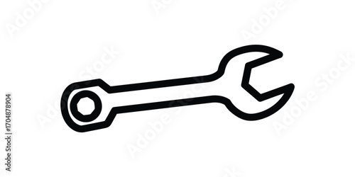 Illustration of a wrench isolated on white background, a versatile tool for tightening and loosening bolts and nuts in various mechanical and repair applications