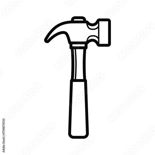 Illustration of a hammer isolated on white background, a versatile tool for driving nails, shaping metal, and demolition in construction and woodworking