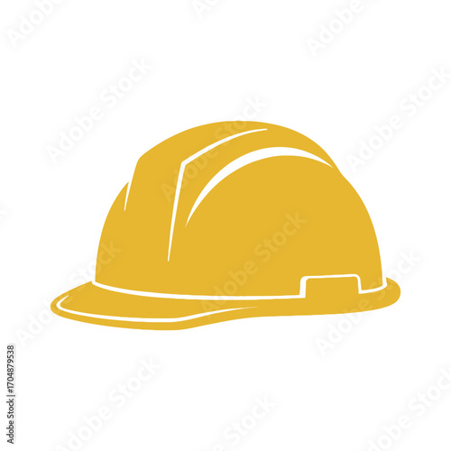 A yellow hard hat isolated on white background, symbolizing safety, construction, and protection in industrial or building environments