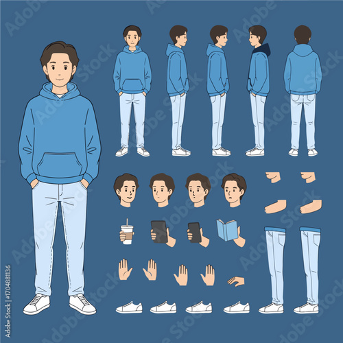 "Vector Illustration of a Male Character in Casual Clothing"