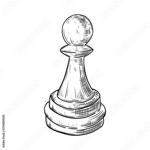 Chess Pawn vector line art hand drawn illustration 