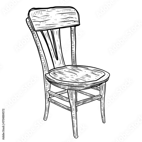 Wooden Chair Vintage Illustration