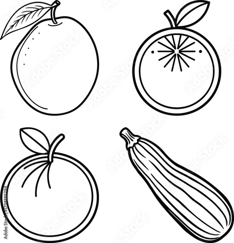 Set of different types of fresh fruits, isolated on a white background
