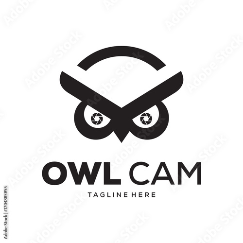 Owl Logo Vector Camera Lens Micro Stock Vector 