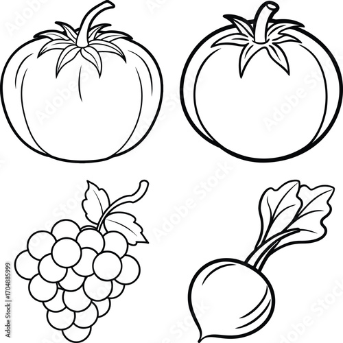 Set of different types of fresh fruits, isolated on a white background
