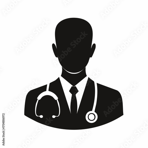 Vector illustration of male doctor in uniform with stethoscope
