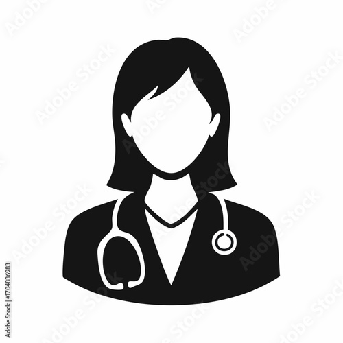 Vector illustration of female doctor wearing stethoscope
