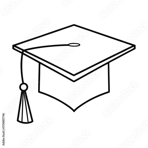 graduation cap outline vector on white background