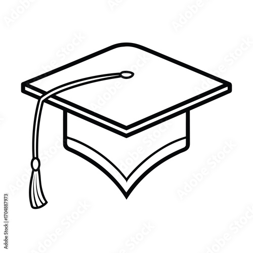 graduation cap outline vector on white background