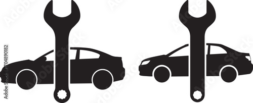 Car repair tools silhouette icons