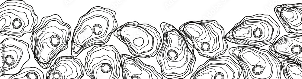 Fototapeta premium Abstract illustration of layered organic shapes, resembling cells or natural textures, in black and white.