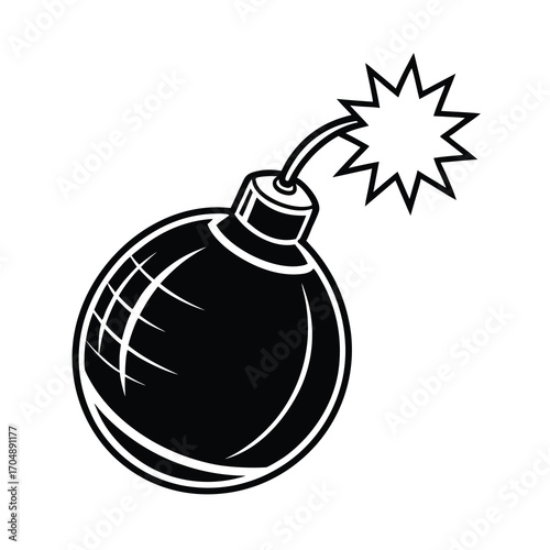 retro bomb vector drawing on white background 