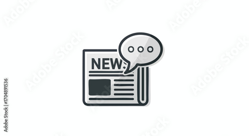 Newspaper Icon with Speech Bubble News Press Release and Communication Concept
