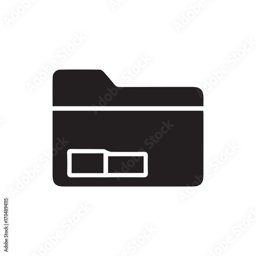 This vector folder icon illustrates a clean silhouette with a paper detail inside, representing digital storage and organization. Perfect for user interfaces, websites, presentations, or any graphic d