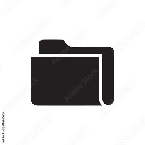 This vector folder icon illustrates a clean silhouette with a paper detail inside, representing digital storage and organization. Perfect for user interfaces, websites, presentations, or any graphic d