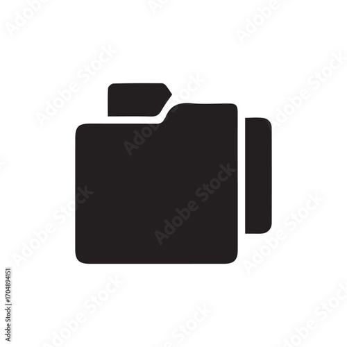 This vector folder icon illustrates a clean silhouette with a paper detail inside, representing digital storage and organization. Perfect for user interfaces, websites, presentations, or any graphic d