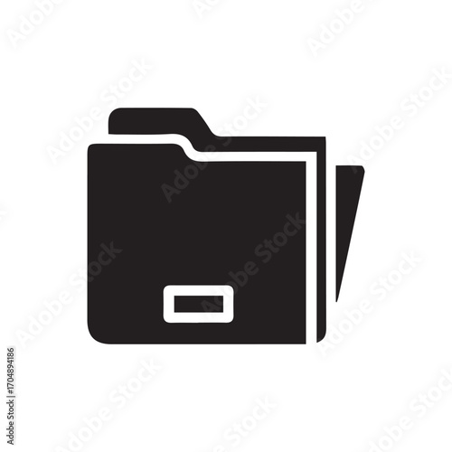 This vector folder icon illustrates a clean silhouette with a paper detail inside, representing digital storage and organization. Perfect for user interfaces, websites, presentations, or any graphic d