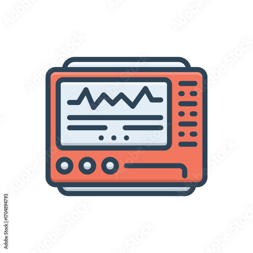 Color illustration icon for electrocardiogram