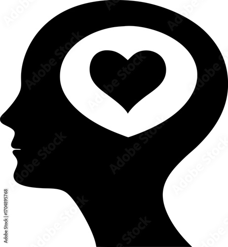 Silhouette Vector Illustration of a Human Head with Gears