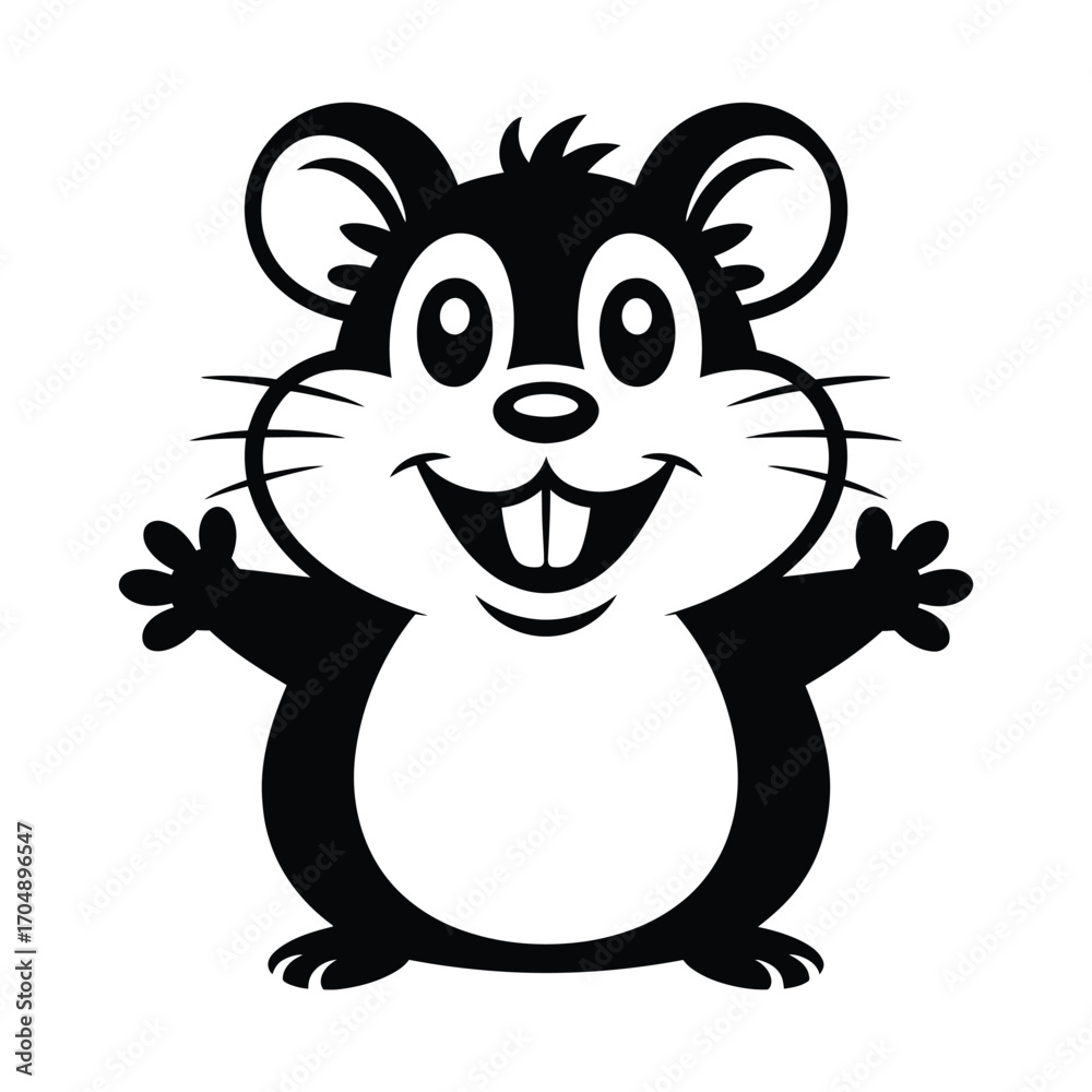 Obraz premium Happy cartoon hamster with open arms