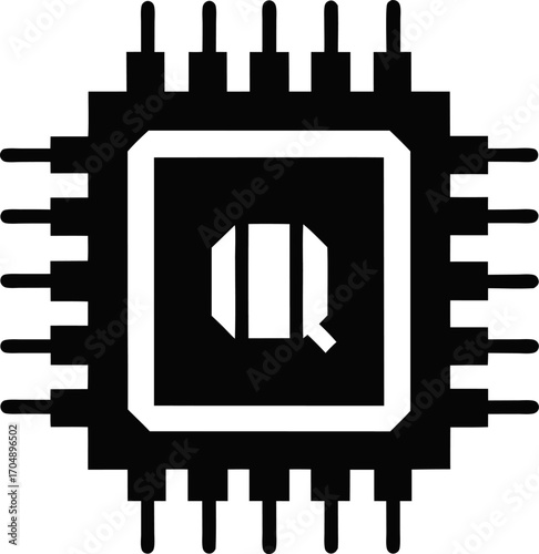 Silhouette Vector Illustration of a Quantum Computer