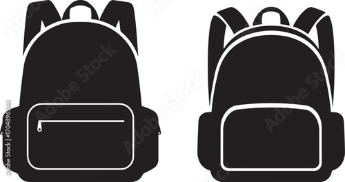 Two backpacks side by side silhouette