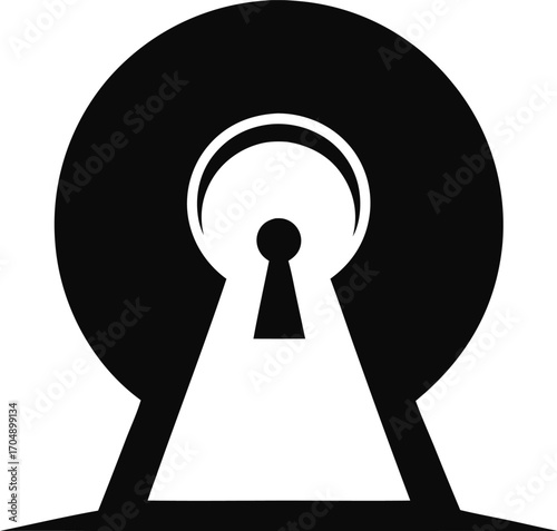 Silhouette Vector Illustration with Keyhole in Center
