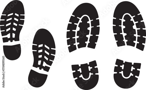 Distinctive tread pattern shoe print silhouette