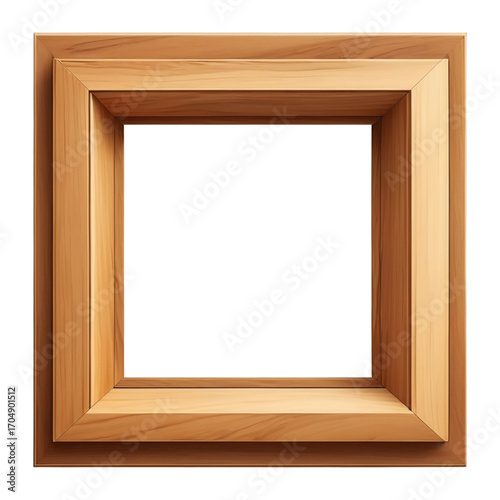 Light Wood Square Picture Frame with Beveled Inner Edge on White Background wood frame square frame