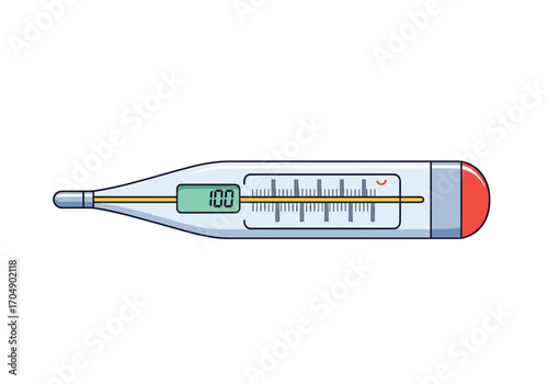 Digital thermometer showing a reading of 100 degrees Fahrenheit.