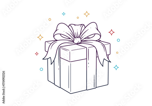 A beautifully wrapped gift box with a large bow sits ready for celebration.